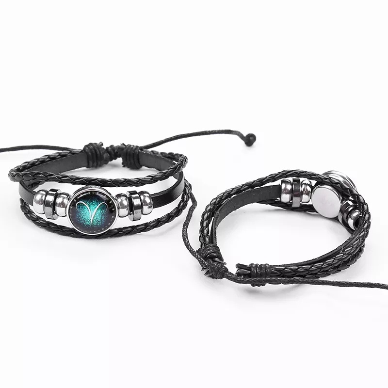 Gelang Zodiak AB13 Aksesoris Fashion Glow in The Dark Gelang Tangan Tali Zodiac Unisex