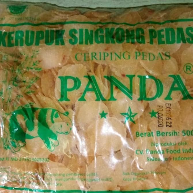 

Keripik Singkong Pedas Mentah cap Panda 500gr