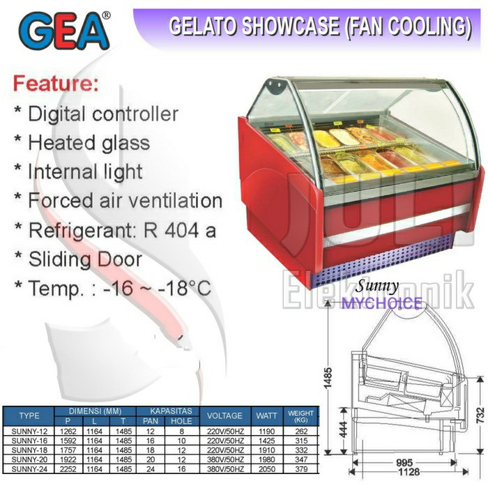 Gea Gelato Sunny 18 Showcase Fan Cooling Pan Bulat