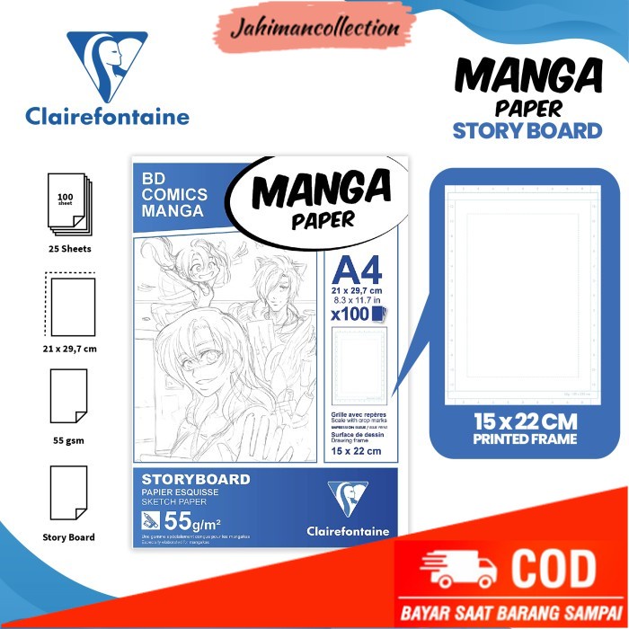 

✨ BISA COD ✨ Kertas Gambar Clairefontaine Manga Paper Layout Storyboard Comic - A4 STORYBOARD