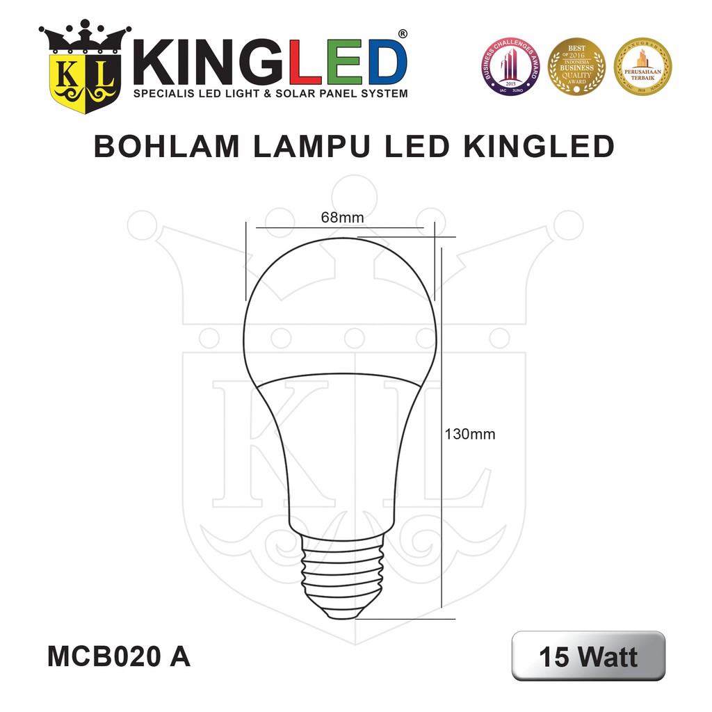 KINGLED Lampu Bola LED 3 Watt / 5 Watt / 9 Watt / 12 Watt / 15 Watt / 18 Watt