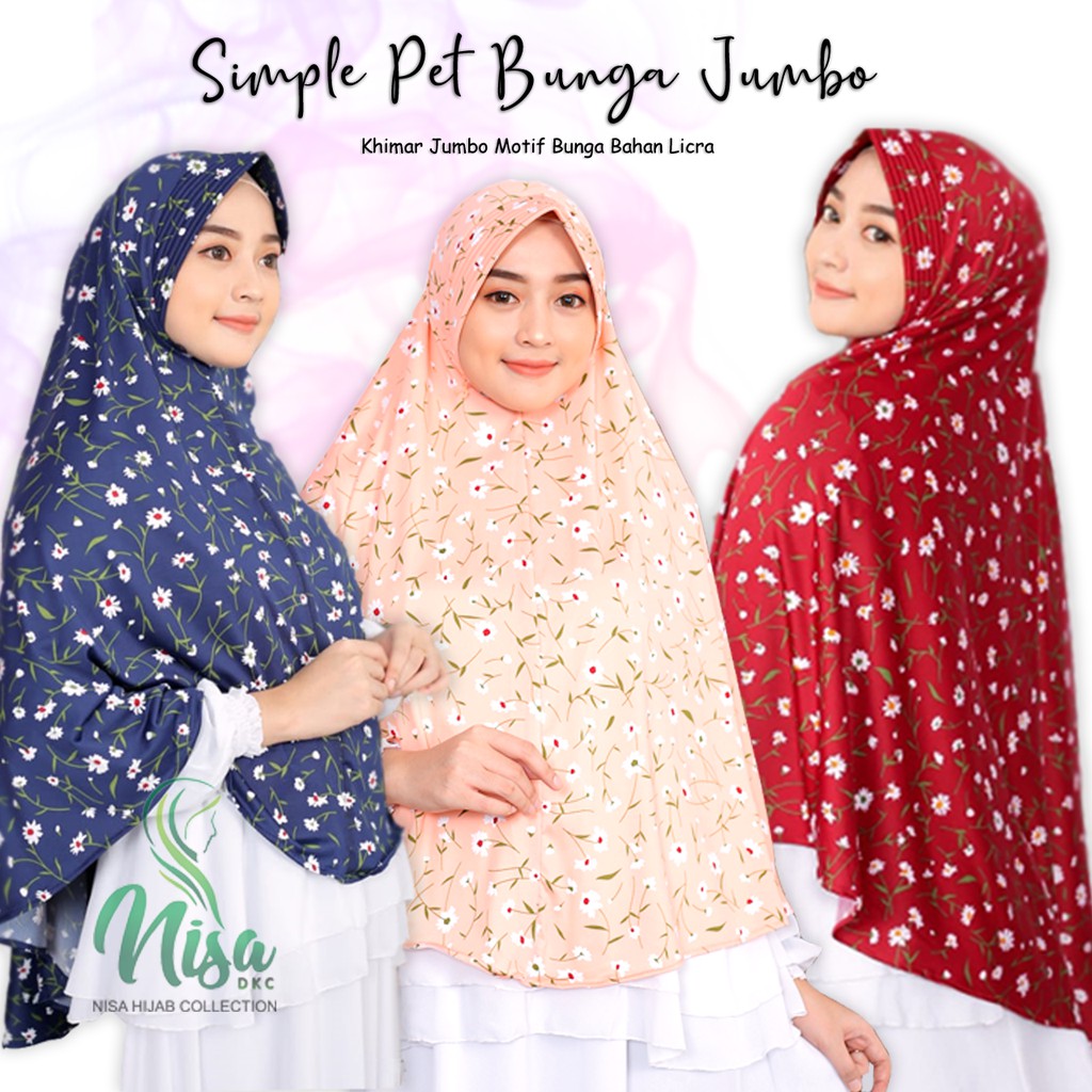 Khimar Jumbo Motif Simple Pet Jilbab Bunga Hijab Jersey Nisadkc