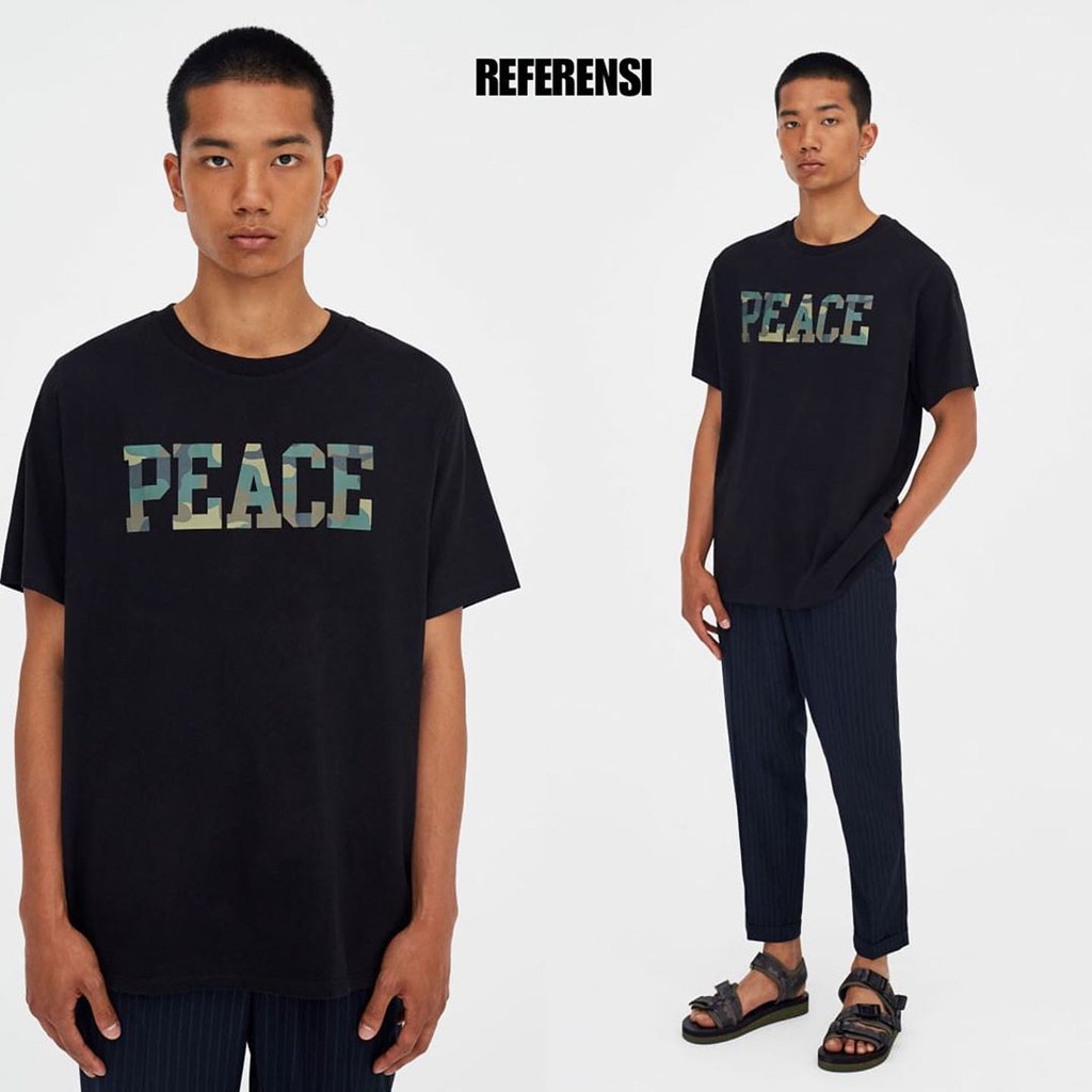 Pull&Bear Camo Tshirt ‘Peace’