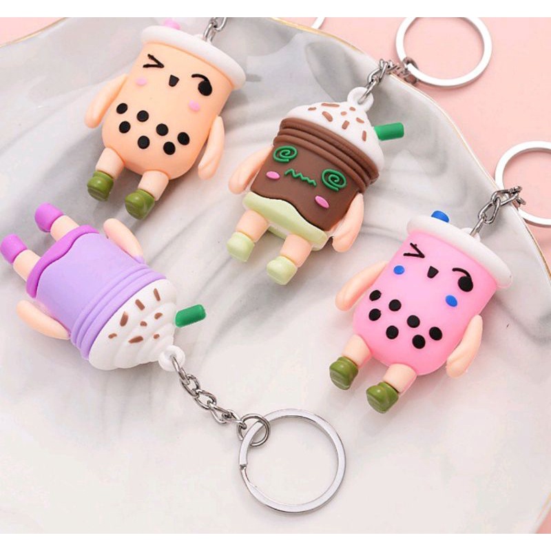 BLESSHOP Gantungan Kunci Boba Keychain Korea Lucu