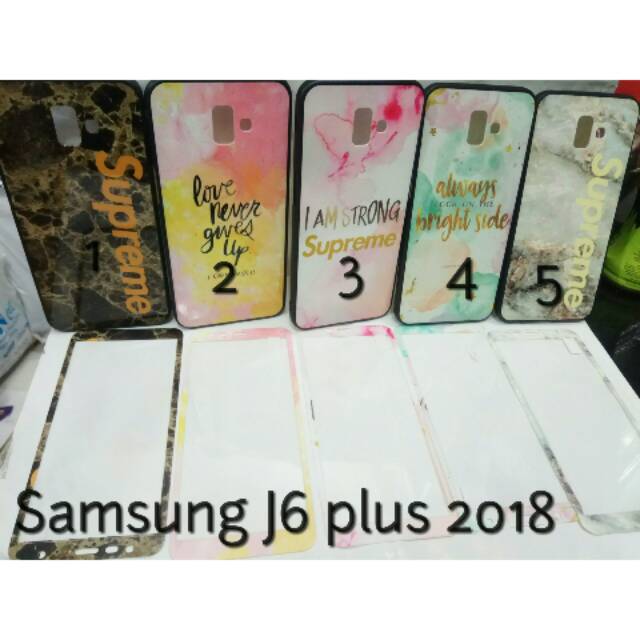 Case fuze marble casing softcase+tempered glass Samsung J6 plus 2018