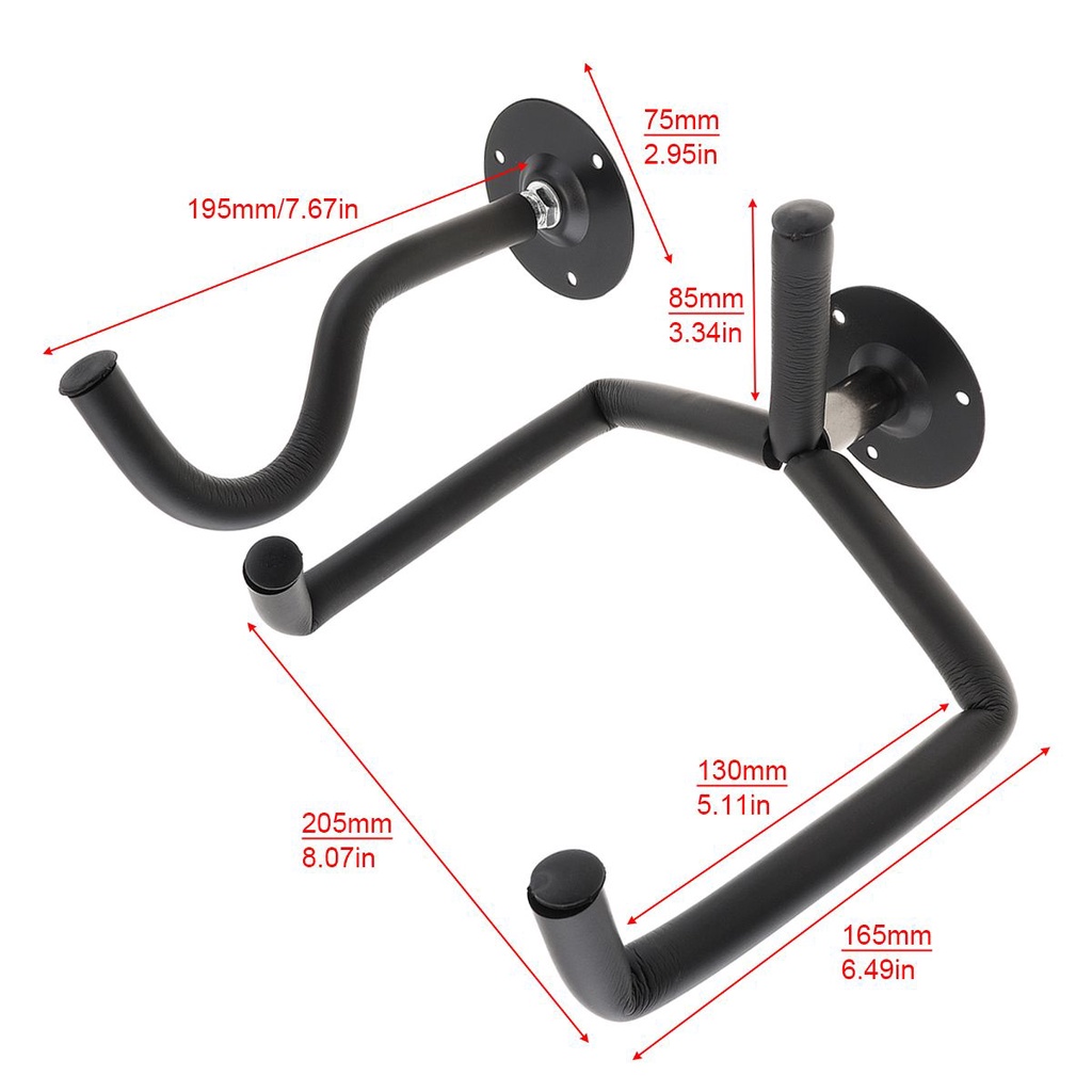 Bracket Gantung Dinding Holder Gitar Akustik / Horizontal Warna Hitam