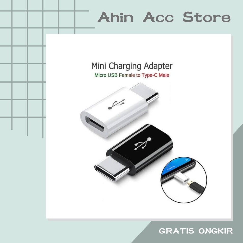 Adapter Connector Micro USB To Type C Konektor Sambungan Charger Type C