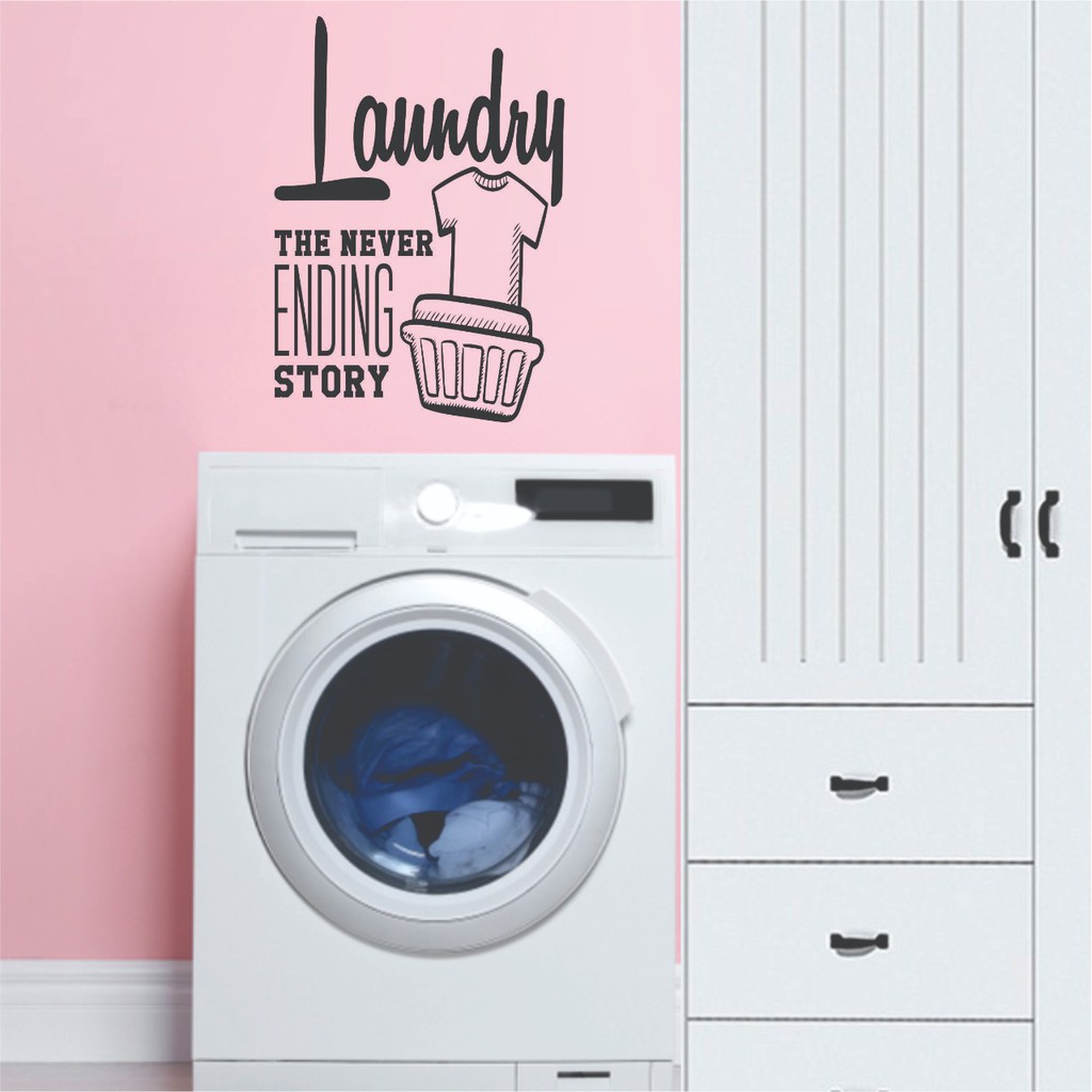 STICKER MESIN CUCI / WALLSTICKER LAUNDRY TODAY OR NAKED TOMORROW PHOTOGRAPH