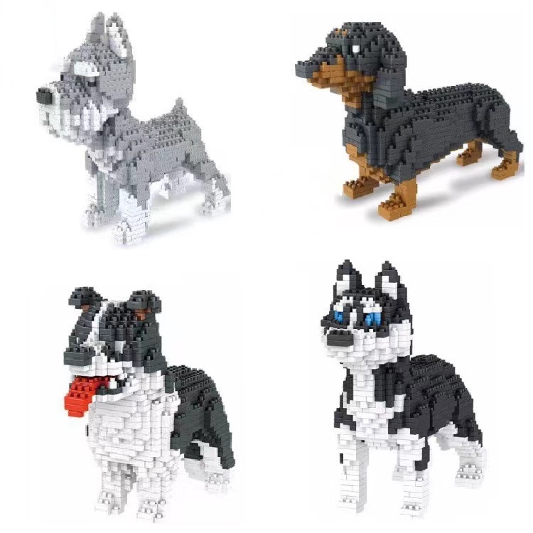 Mainan Puzzle Miniatur Partikel Blok Bangunan Bentuk Anjing Untuk Anak