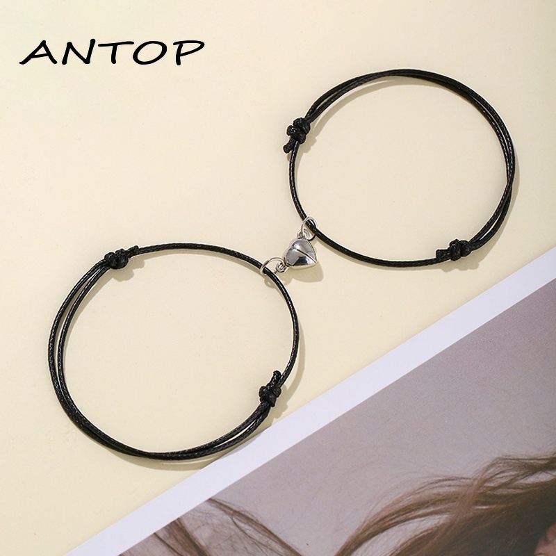 2 Pcs Gelang Couple POLOS Magnetik Pasangan Tali Lilin Pria Dan Wanita Aksesoris Fashion Hadiah ANTOP