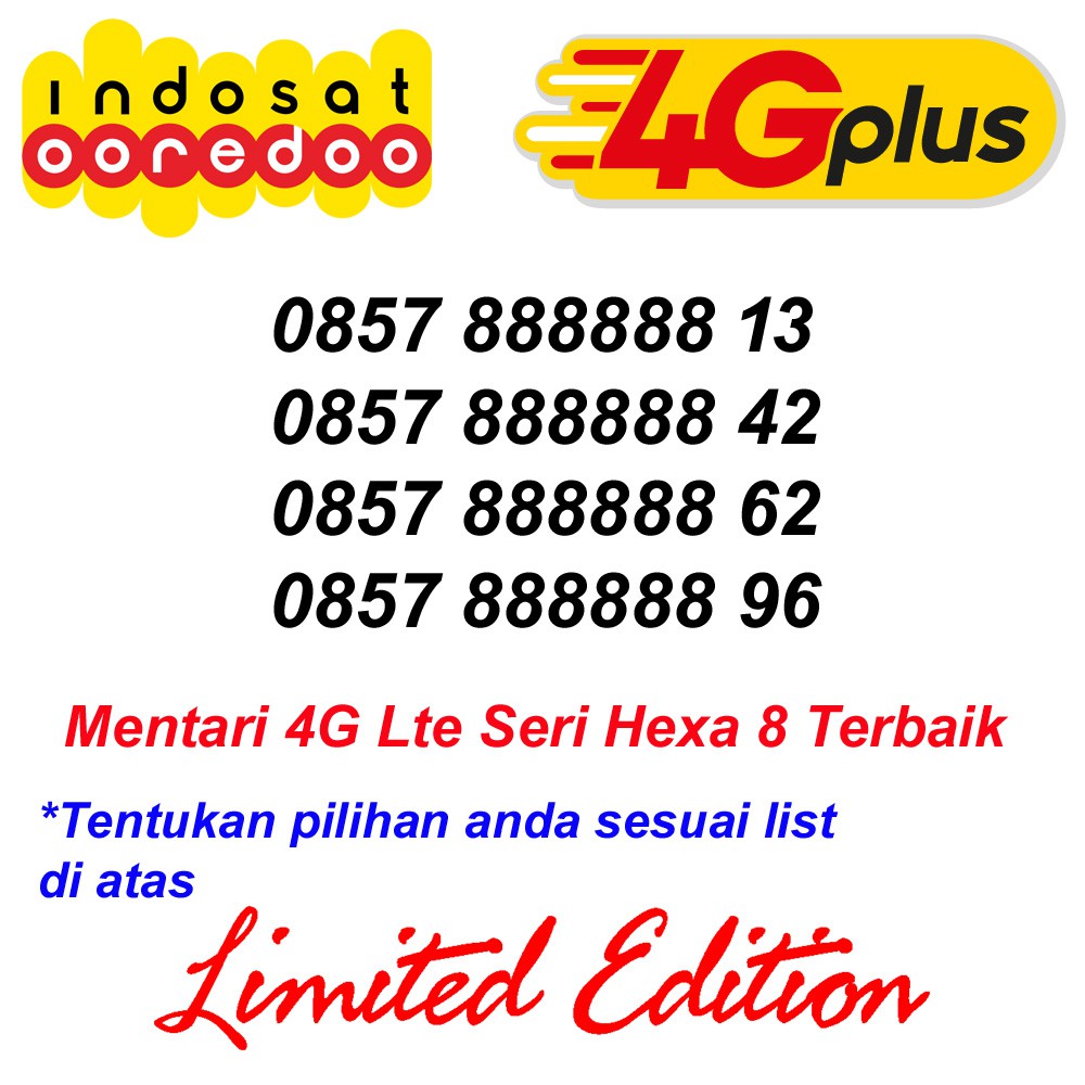 Indosat Mentari 4G Lte 888888 Kartu Perdana Nomor Cantik Ooredoo Nomer Hexa