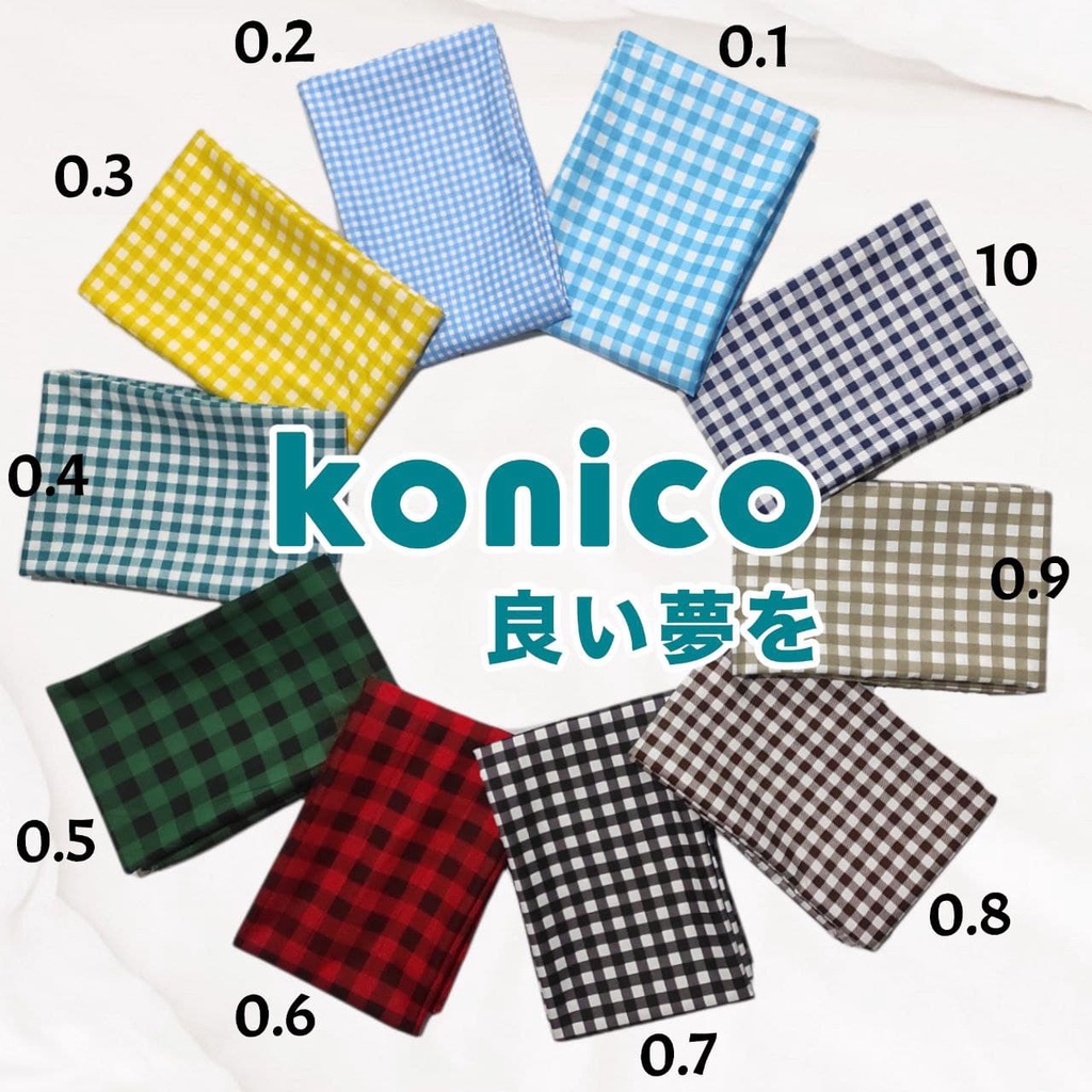 konico bahan Mikrotex Motif Kotak 0.5 cm  dan 1 cm kain Sprei Meteran hitam putih