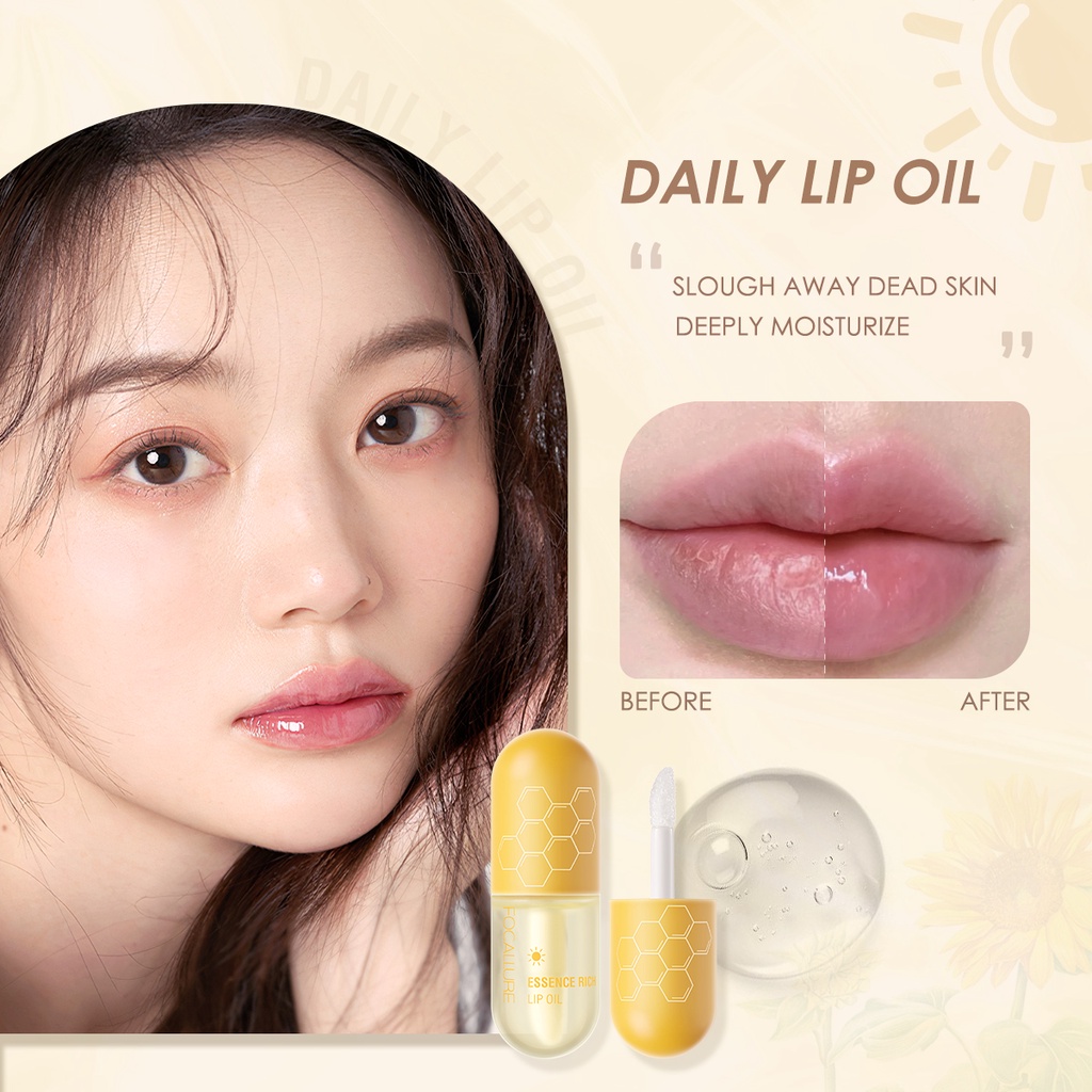 FOCALLURE Pure Natural Lip Oil Soften Moisturized Repaired Multi-uses Waterproof Lip care Memperbaiki Bibir yang Kering - Day &amp; Night