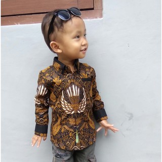 Kemeja batik  anak  laki  laki  lengan  panjang  motif Garuda 