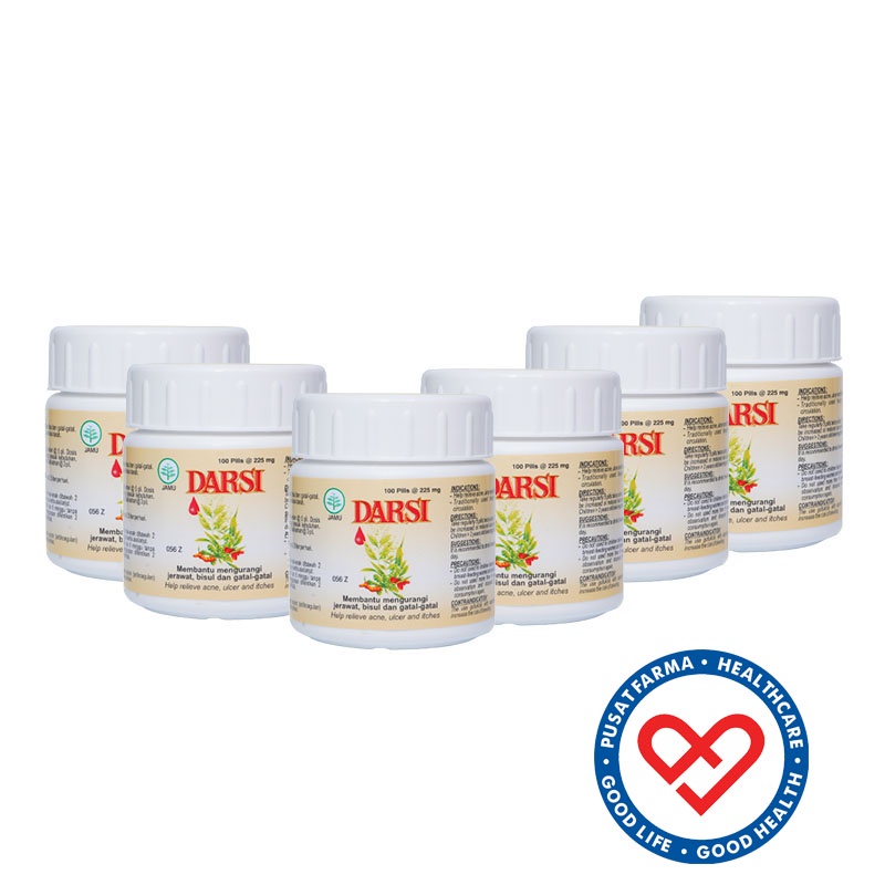 Borobudur Herbal Darsi 100 Pil Obat Jerawat Bisul & Gatal Alami 6 botol