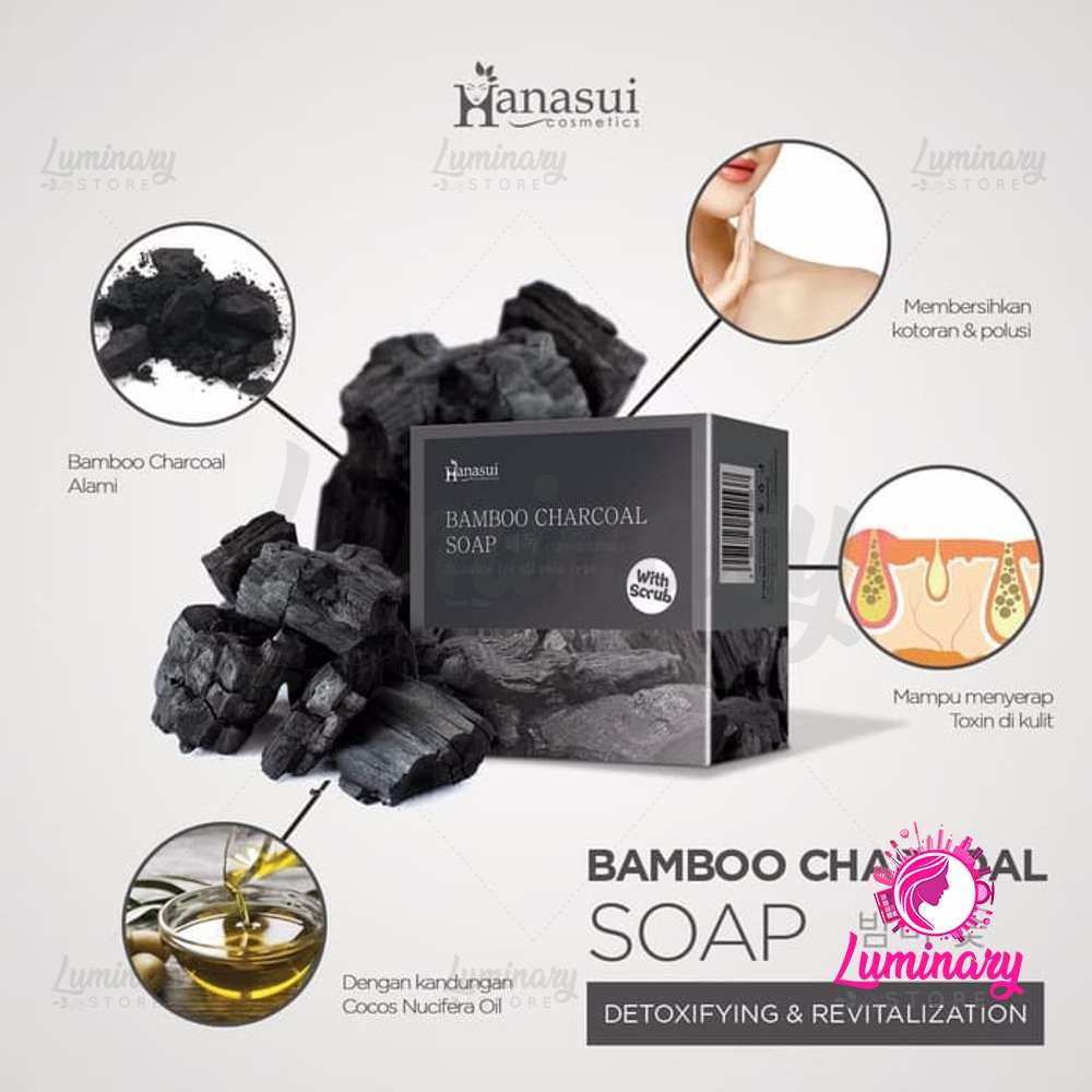 HANASUI BAMBOO CHARCOAL SOAP 60GR ORIGINAL BPOM - SABUN ARANG HANASUI