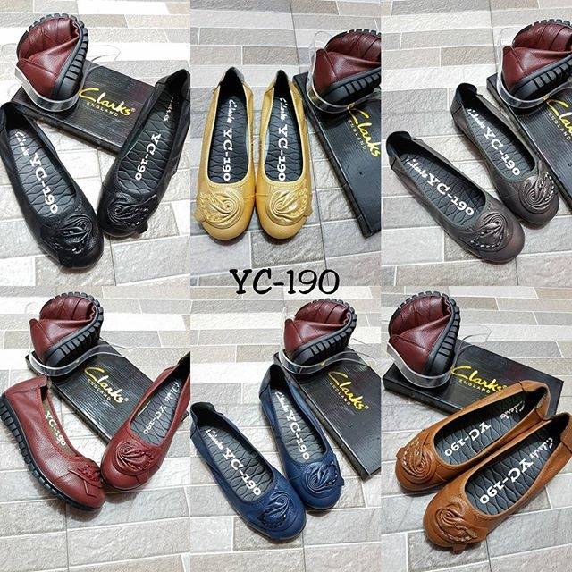 TERMURAH Sepatu Clarks Leaf Premium YC-190 Import / Sepatu Kerja Kantor / Leather Flatshoes / Sepatu