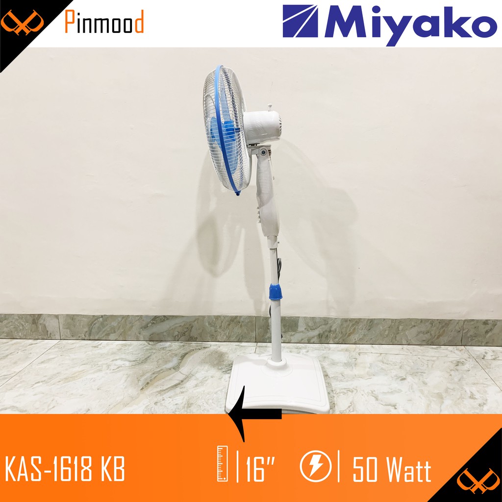 MIYAKO KAS-1618 KB STAND FLOOR DESK FAN / KIPAS ANGIN BERDIRI DUDUK MEJA 16 INCH 2 IN 1 KENCANG