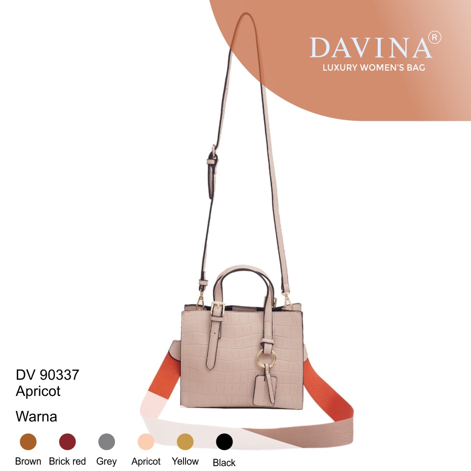 Authentic & Premium DAVINA Bag 90337 Apricot | Tas Import | Tas Elegant