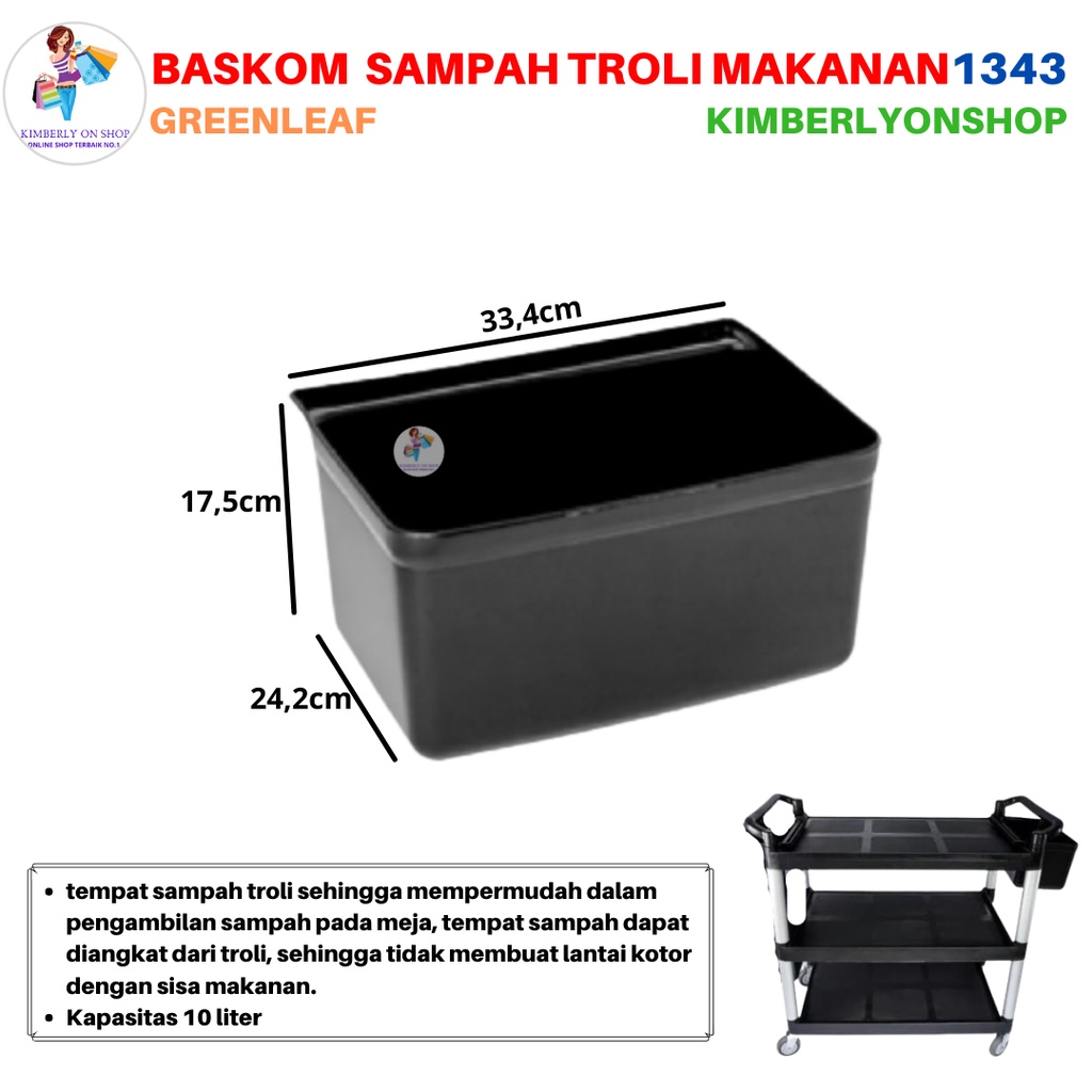 Baskom Sampah Kecil Trolley Compania 10 Liter 1343 Green Leaf