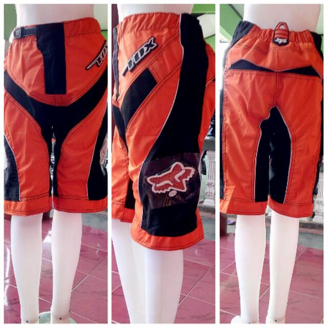 Celana cross pendek oren Fox