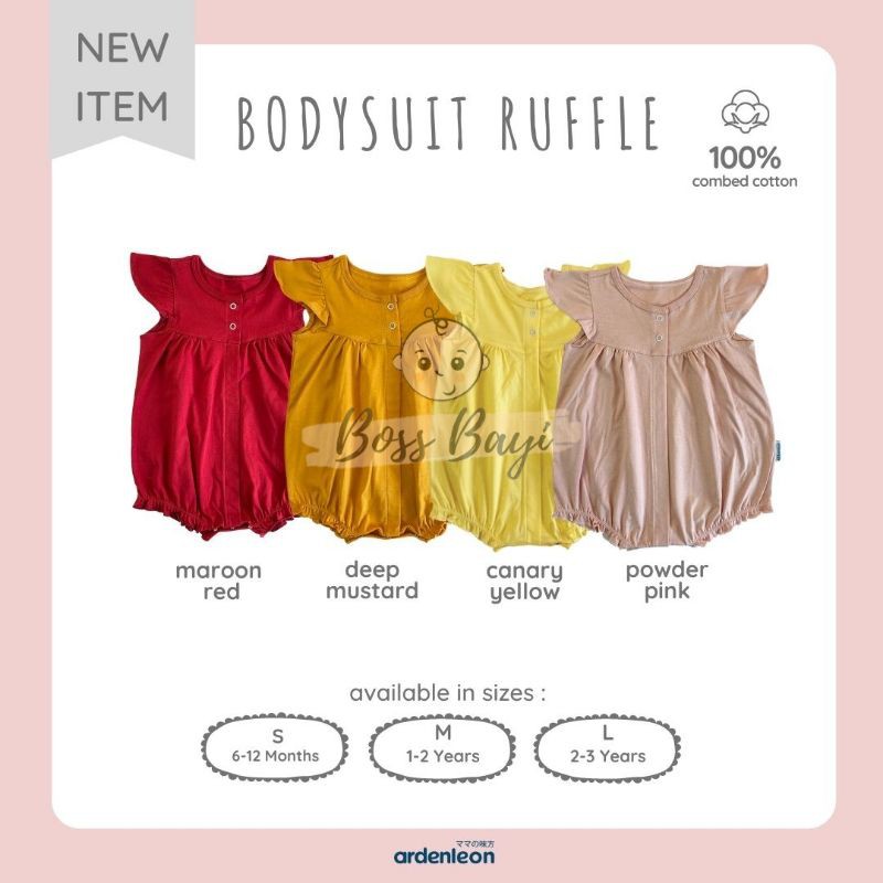 ARDENLEON Bodysuit with Ruffle Girl size 6-12M,1-2Y,2-3Y