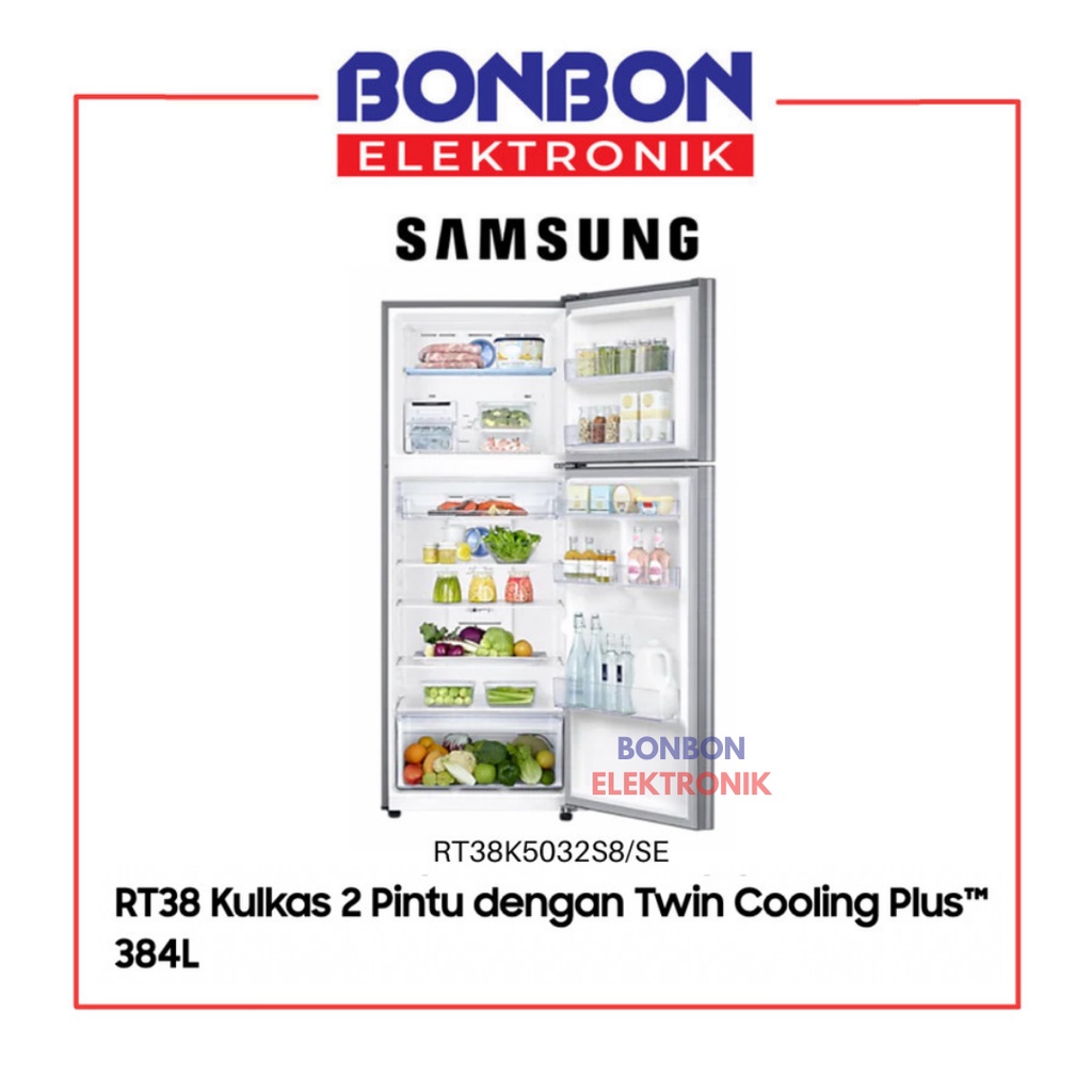 Samsung Kulkas 2 Pintu RT38K5030B1/SE Twin Cooling 397L RT38