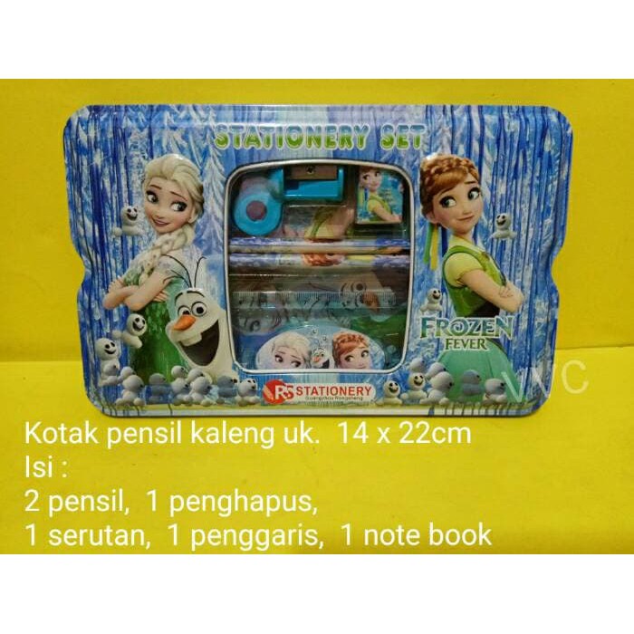

Kotak pensil frozen / tempat pensil kaleng / set alat tulis