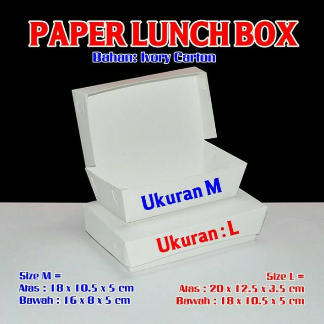 Paper Lunch Box | Dus Take Away | Kotak Wadah Carton Ivory Putih Polos Foodgrade