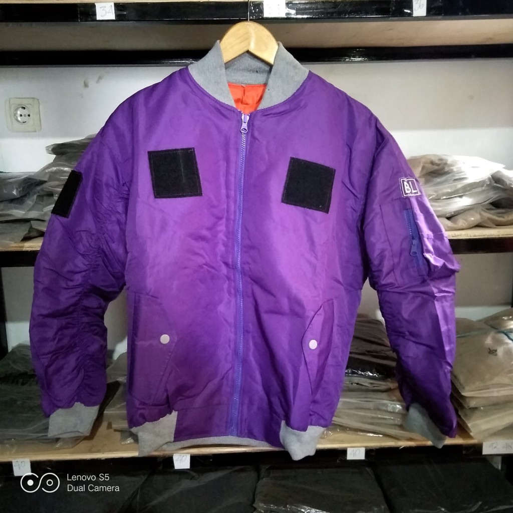 JAKET BOMBER UNGU VELCRO DADA