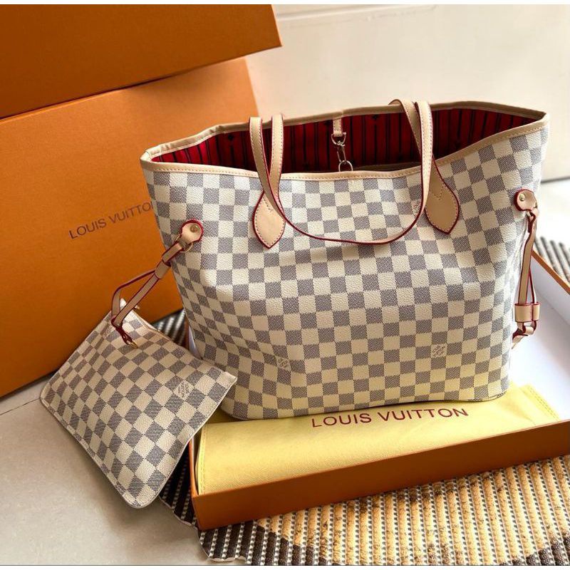 tas fashion LV neverfull medium free box