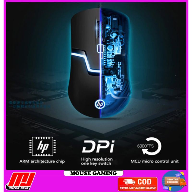 Mouse Gaming USB HP M100 Optical Sensor High DPI