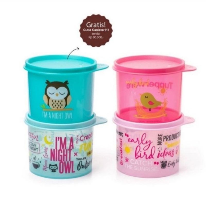 toples snack tupperware cutie canister 3pcs free 1pcs cutie canister