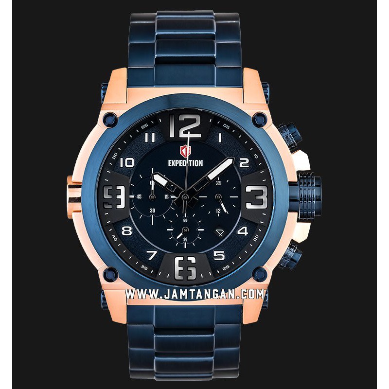 Expedition E 6605 MC BURBU Chronograph Men Blue Dial Blue Stainless Steel Strap