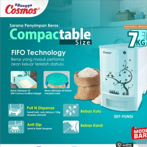 Rice Box / Tempat Penyimpanan Beras 007 Pundi Cosmos 7 Kilo Murah Bagus Berkualitas