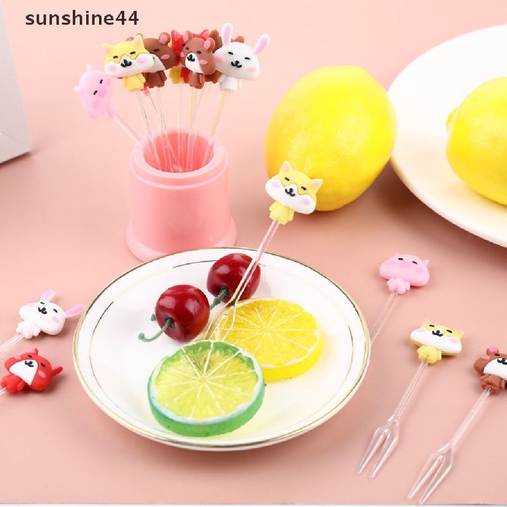 Sunshine 8pcs Garpu Buah / Dessert / Kue / Snack Bentuk Kartun Princess Untuk Anak