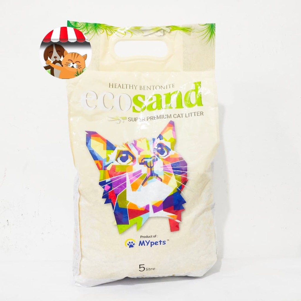 Pasir Kucing Ecosand 5 litter Eco Cat sand 5ltr Gumpal Wangi Clumping - Healthy Bentonite