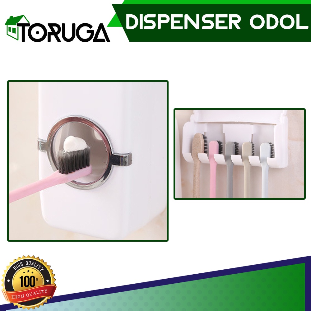 Dispenser Touch Me Odol Pasta Gigi Tempat Penyimpanan Sikat Gigi Tempel Dinding Mudah Praktis