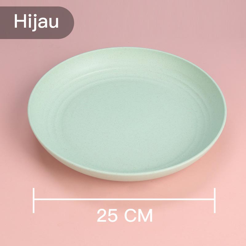 ❤ READY STOCK❤Piring Makan Saji |14.5、 20 、23 dan 25 cm Round Plate Piring Saji | Ramah Lingkungan | Biodegradable-25cm-Hijau