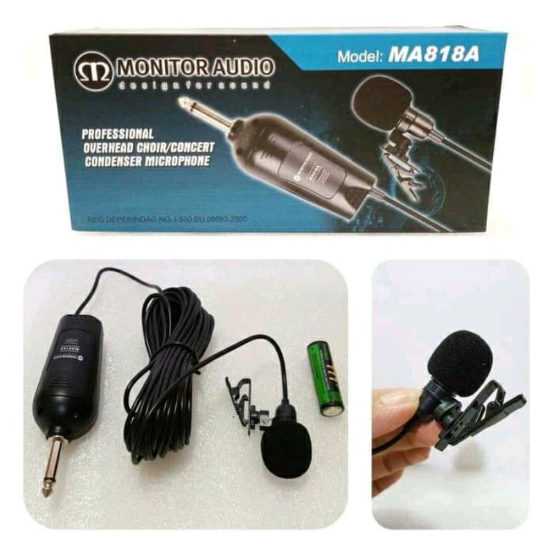 Mic jepit kabel Monitir audio Ma818A original Microphone Clip on