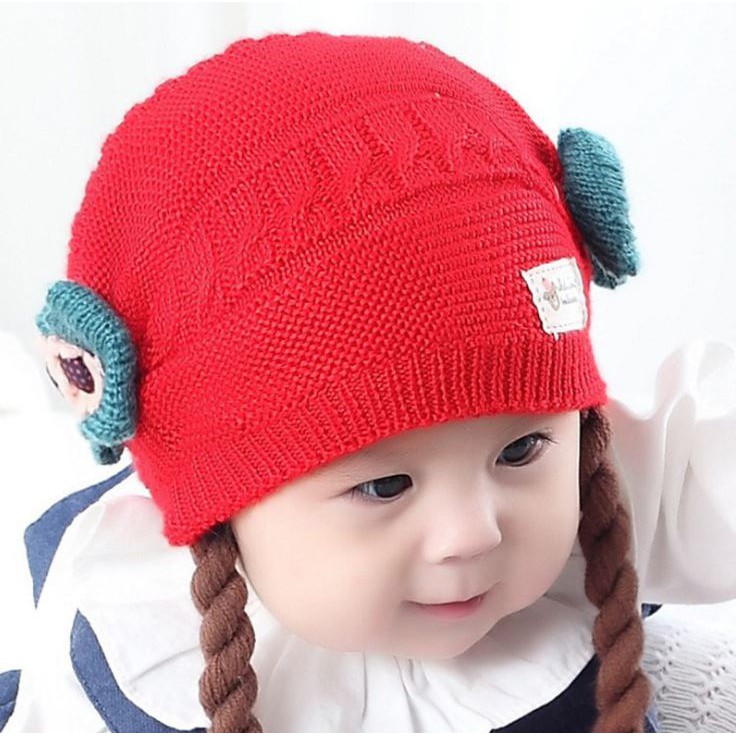 PGT - Topi Rambut Kepang / Baby Hat Wig / Topi Bayi Rambut Kepang