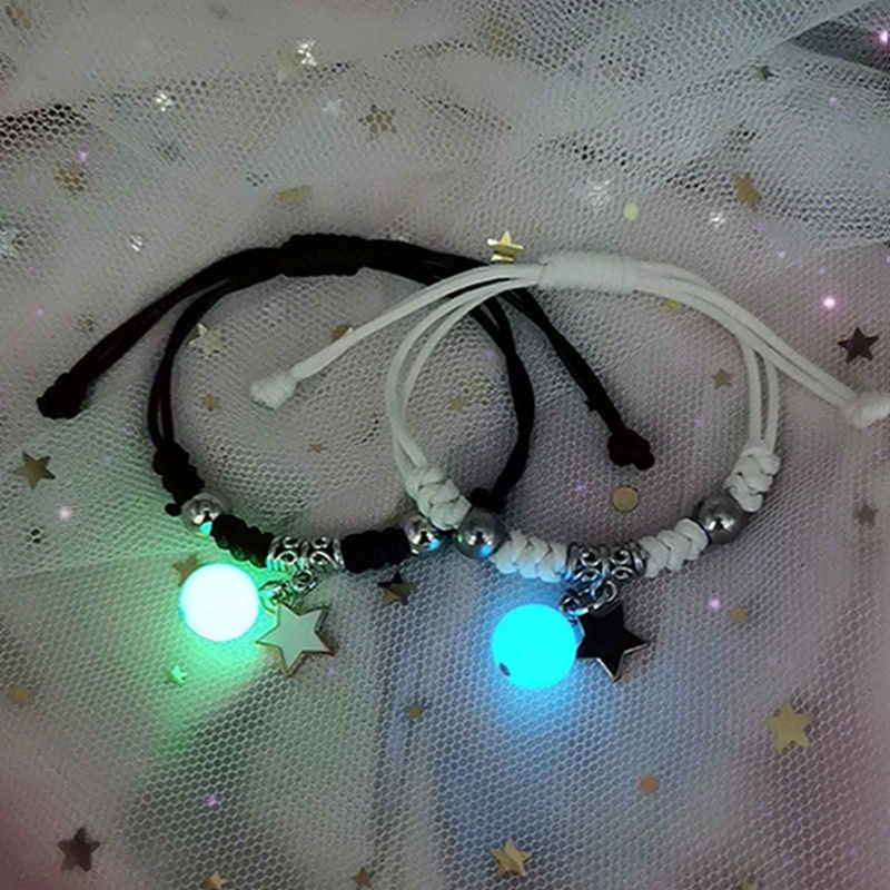 Fancyqube Gelang Rantai Liontin Manik-Manik Luminous Glow In The Dark Untuk Pria Dan Wanita