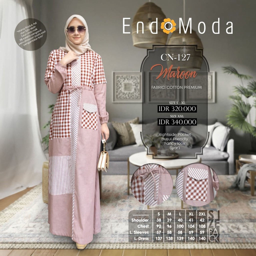 GAMIS ENDOMODA CN 127 MAROON TERBARU MURAH DISKON