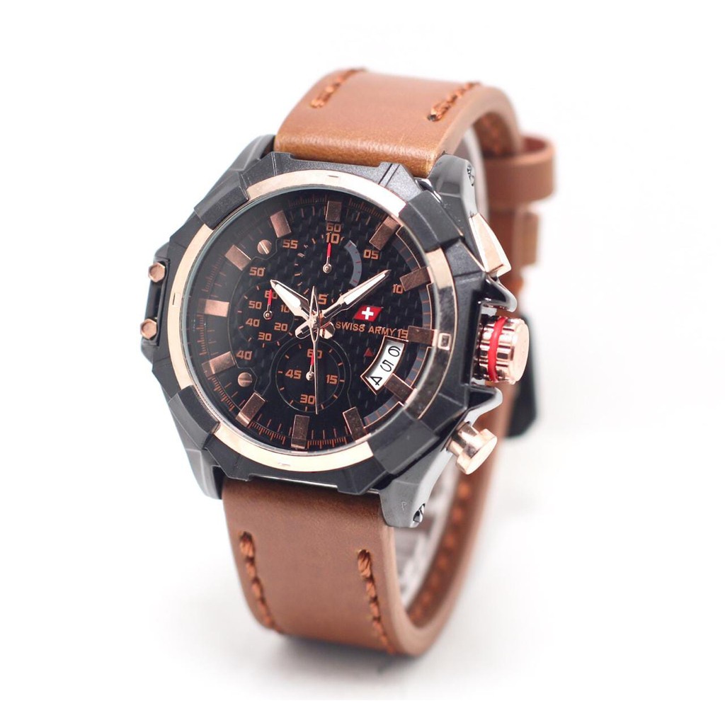 Jam Tangan Pria Tanggal Chrono Premium Tali Kulit
