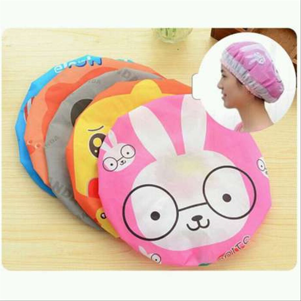 Shower Cap Karakter Kartun Topi Mandi Keramas Lucu Penutup Rambut Cover Kepala Waterproof -Topi Keramas Mandi Karakter - Topi Mandi Dewasa Lucu - Pelindung Rambut Anti Basah - Tutup Kepala