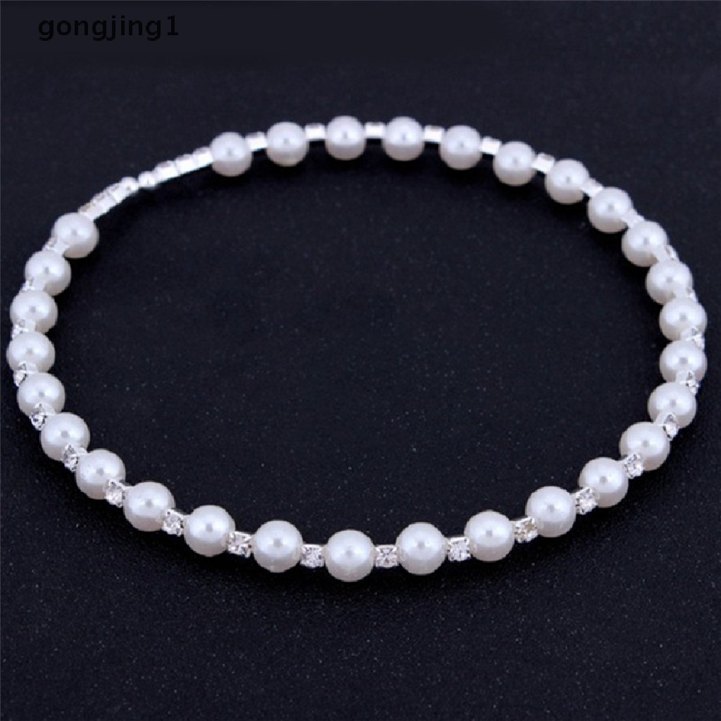 1 Set Perhiasan Kalung Gelang Anting Mutiara Kristal Untuk Pernikahan