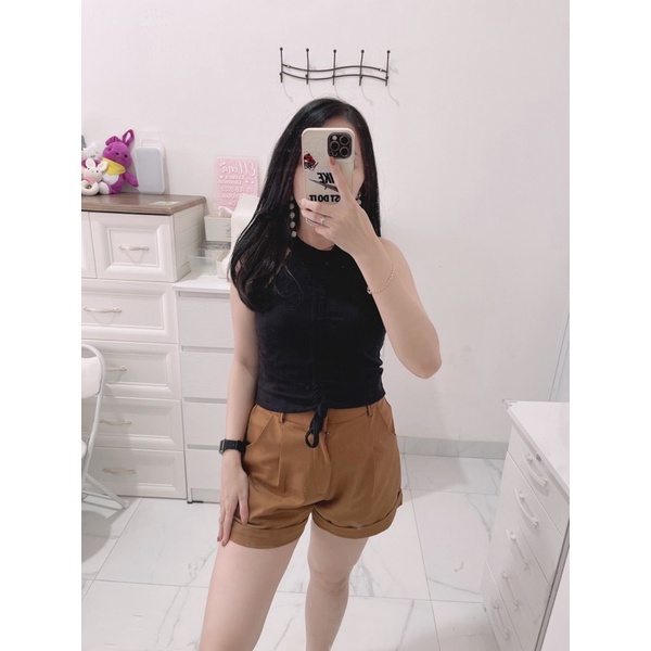 Jenie croptop wanita | croptop knit import | atasan crop rajut buntung wanita | croptop higher neck / kerah bulet | korean fashion wanita | aquarius boutique89 grosir