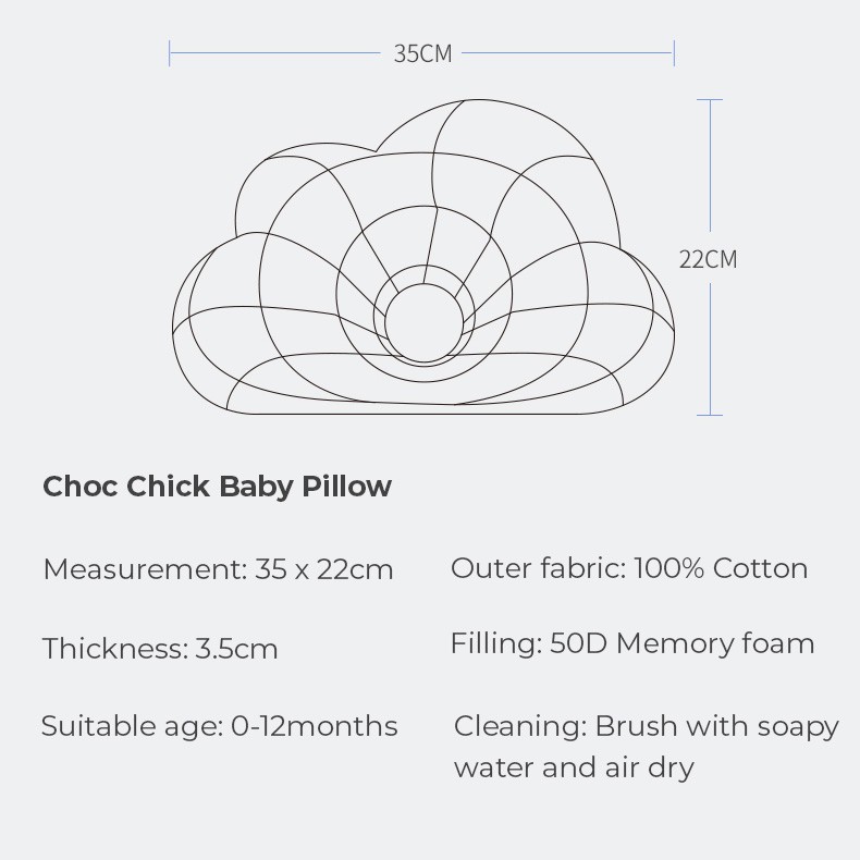 Choc Chick Memory Foam Baby Pillow Bantal Tidur Anak Bayi Anti Peyang Ergonomis