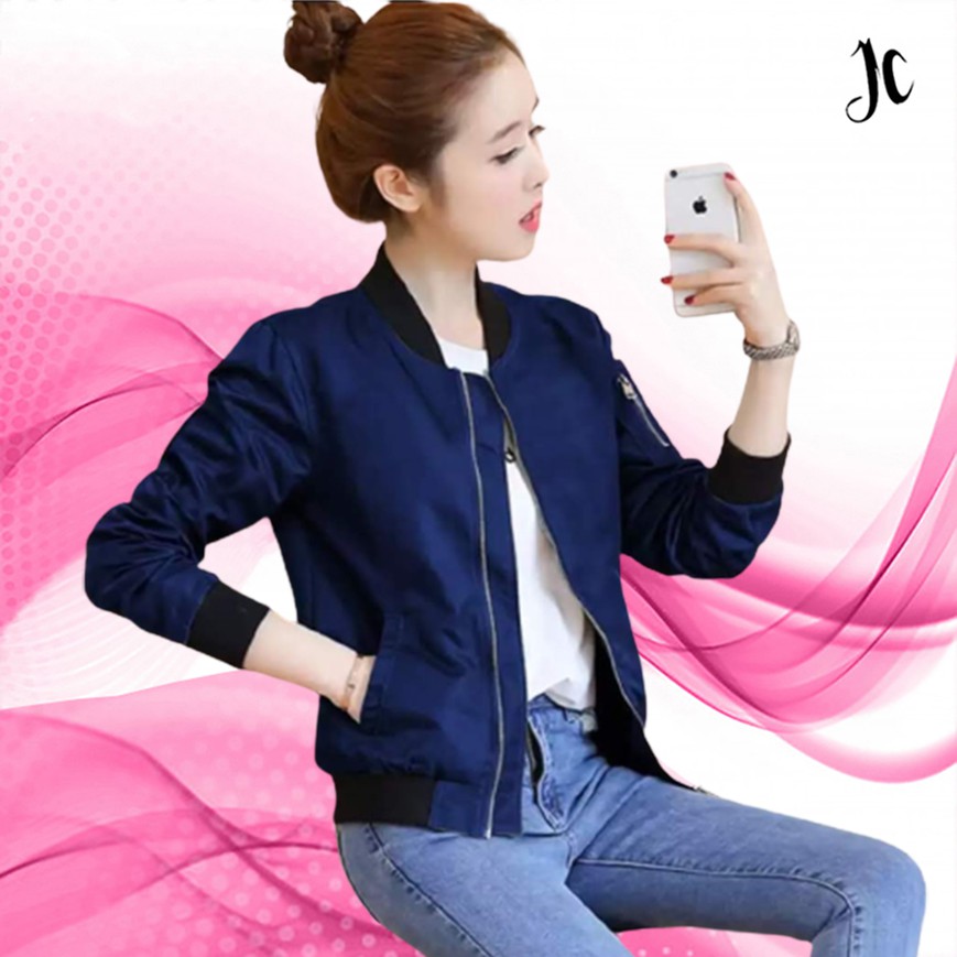 Jaket Bomber Wanita Basic Outer - JCCollections