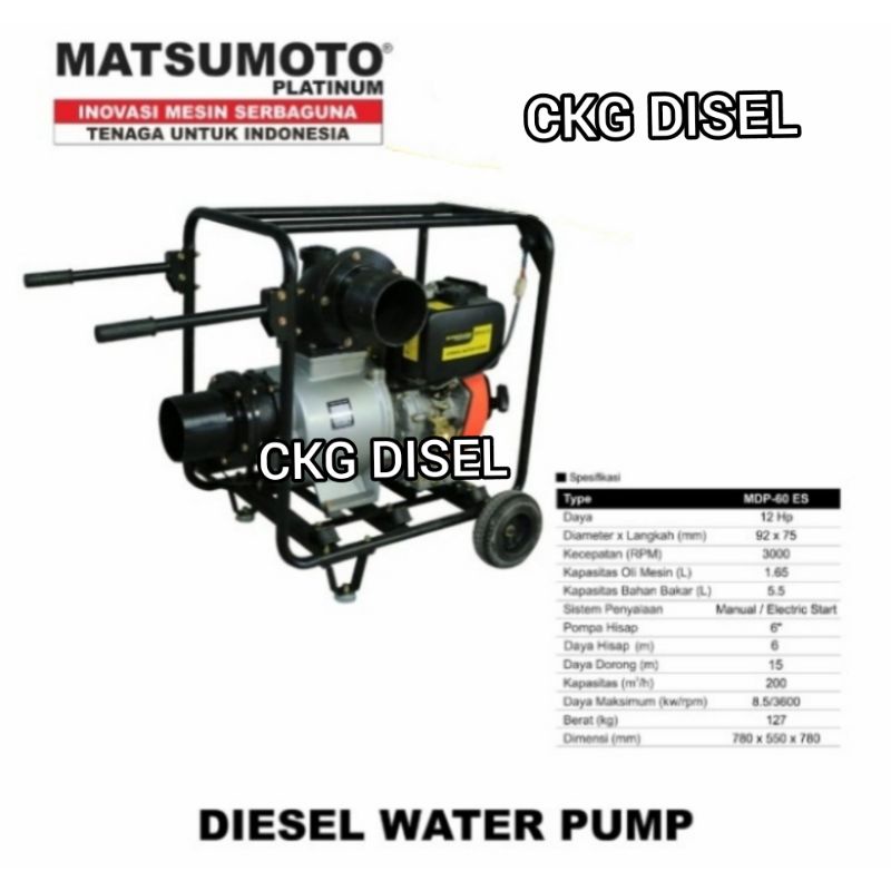 Pompa Alkon Diesel 6 Inch Matsumoto Electric Stater MDP-60 ES Original Berkualitas